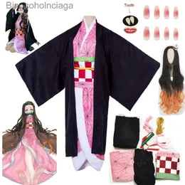 Theme Costume Kamado Nezuko Cosplay Come Anime Demon Slayers Kimono Kimetsu No Yaiba Kamado Nezuko Come Wig Uniform Hallween Women KidsL231013