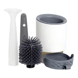 Suporte para escovas de banheiro, escova recarregável, dispensa gel limpador de banheiro, suporte ventilado para armazenamento sanitário - escova de esfregar para banheiro 231013