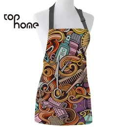 Aprons Tophome Kitchen Apron Cartoon Graffiti Hairdressing Adjustable Sleeveless Canvas Aprons for Men Women Kids Home Cleaning Tools 231013