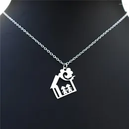 Pendant Necklaces 12 Pieces Compact Family House Necklace Stainless Steel Parents Kids Choker Jewelry For Men Women Wholesale