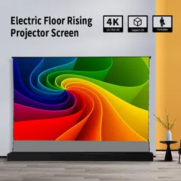 High End Motoriserad golv Rising Projection Screen 4K Alr Grey Crystal Projector -skärm 72 tum för kort/ lång kastprojektor