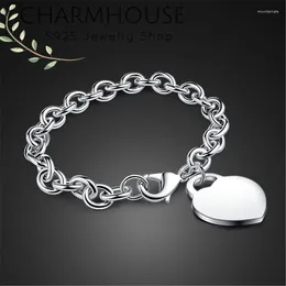 Charm Bracelets Silver Plated For Women Heart Tag Bracelet & Bangles Wristband Pulseira Femme Jewelry Accessories Wholesale