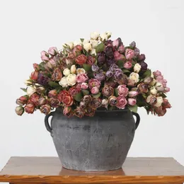 Fiori decorativi Fiori finti Mini rami secchi di rose come un vero bouquet per la decorazione nuziale della casa