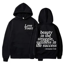 Herrtröjor tröjor J Cole Dreamville Love Yourz Lyrics Print Hooded Vintage Fashion Sweatshirt Kvinnor överdimensionerade Loose Hoodie Harajuku Streetwear YQ231013