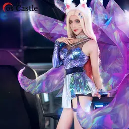 Tema kostym cos slottspel lol k/da kda ahri cosplay come set tjej klänning jumpsuits halloween cosplay sexig jul nyår cosl231013