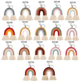 Weaving Rainbow Keychains For Women Tassel Macrame Keyrings Key Holder Jewelry12489