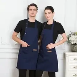 Aprons 18 Top Fashionable Men And Women's Solid Color Hanging Neck Apron Kitchen Home Cooking Work Clothes Apron Coffee Shop Apron 231013