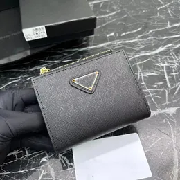 Bolsa de carteira de designer de luxo para mulheres homens titular de cartão triângulo marca casual moda carteiras moeda bolsas saco titular de cartão preto rosa com caixa