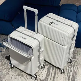 Suitcases Fashion 18 „20” 22 "24" 26 "calowy pakiet męski dla kobiet wózek wózka wózka przednie otwarcie na pokład z koła Rolling Bagage