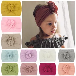 Saç Aksesuarları Elastik başörtüsü çocukların yumuşak düz renkli kafa bandı bebek bowknot çocukları pamuk kız hediyeleri