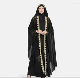 Abbigliamento etnico 2023 Eid ricamo abito musulmano per le donne Ramadan lusso arabo Femme Kimono Abaya elegante signora abito da sera tacchino vestiti