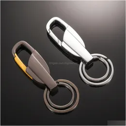 Nyckelringar Metal Double Circle Key Ring Car Keychain Holder hänger Fashion Jewelry Will and Jewelry Dhzdf