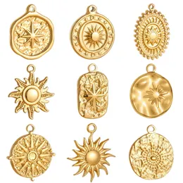 Colares de pingente 3 pçs / lote fundição de aço inoxidável sunburst sun moon estrela encantos pingente para diy colar pulseira brincos jóias acessórios 231012