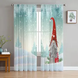 Curtain Christmas Tradition Nordic Snowflake Drawf Voile Sheer Curtains Living Room Tulle Window Curtain Bedroom Drapes Home Decor 231012