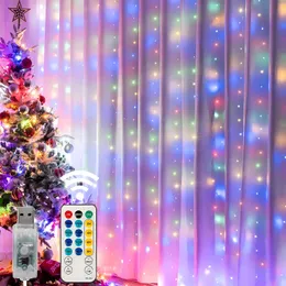 Weihnachtsdekorationen, Weihnachtsdekoration, Vorhang, LED-Lichterkette, Girlande, Festival, USB-Fernbedienung, Urlaub, Hochzeit, Lichterkette, Schlafzimmer, Zuhause, 231013