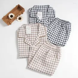 Mäns sömnkläder Summer Cotton Short Sleep Tops Shorts For Man Plaid Pyjamas Ställer in Pyjama Homme Conjuntos de Pijama Free Ship av hög kvalitet