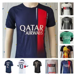 23 24 Mbappe PSGS Soccer Jersey Di Maria Wijnaldum Sergio Ramos Hakimi Marquinhos 2023 2024 Maillots de Football Shirt Verratti Fabian Sanches Men Player Version Top Top