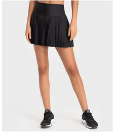 Lu Court Ri Val Tennis Skirt High Waist Women 요가 반바지 단단한 스포츠 체육관 착용 바지 레깅스 탄성 피트니스 레이디 드레스