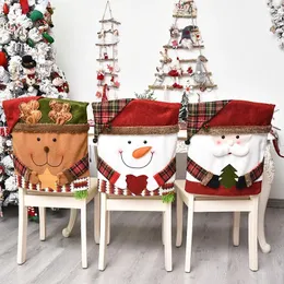 Housses de chaise 1-3 pièces année couverture de salle à manger de noël père noël cadeaux de noël décorations de table pour la fête de décoration intérieure