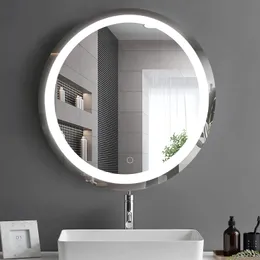 24 inç çamaşır odası aynası LED Yuvarlak banyo aynası