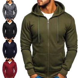 Herrtröjor tröjor mode vinter hoodie kappa för män fast färgjacka Basic zip tröja outwear svett huva varma rockar avslappnade man jackor 231013