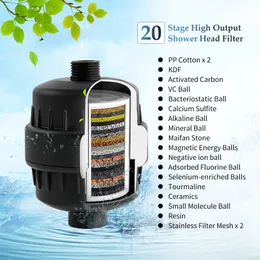 Cabeças de chuveiro de banheiro de alta saída 20 estágios conector de filtro de água de chuveiro remove flúor de cloro filtro de cabeça de chuveiro de metais pesados para banheiro 231013