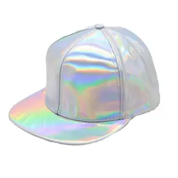 Bing yuan hao xuan moda unisex gümüş lazer beyzbol kapağı erkekler hip hop holografik casquette kadınlar gökkuşağı basketbol şapkası336i