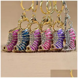 Keychains & Lanyards Crystal High Heel Shoes Keychain Key Rings Shoe Carabiner Handbag Hangs Women Metal Keyring Jewelry Drop Ship 170 Dheus