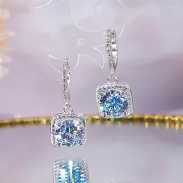 Boucles d'oreilles en argent Sterling S925 avec boucle en diamant à haute teneur en carbone, bijoux fins pour femmes, ne se décolore jamais