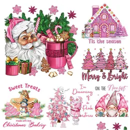 Andra festliga festförsörjningar Pink Christmas Party Heat Transfer Logo Vinyl Washable Santa Xmas Tree Iron på klistermärken för t-shirt pil dhnuc