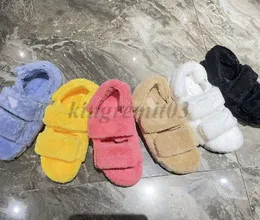 Damen-Hausschuhe, Designer-Pelz-Slides, gestrickte Bast-Slipper, strohgewebte Seil-Slides, Plateau-Sandalen aus Wolle, Slip-on-Pantoletten