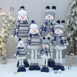 Juldekorationer träddekor år prydnad renar blå snögubbe jultomten stående dockdekoration 2024 Merry Christma Kids Gift Navidad 231013