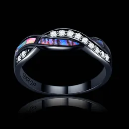 Men CZ Ring Cross Fashion Colorful Shell Black Gold Filled Vintage Wedding Ring for Women Alliance Anel304s