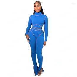 Women's Two Piece Pants 2 Pieces Set 2023 Winter Autumn Stripe Print Pullover Suit Tops and Suits Set Sports Tracksude Outfit