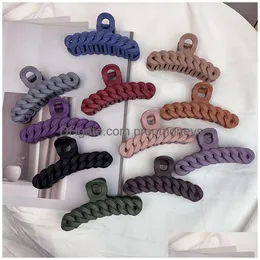 Tools# New Solid Color Braided Hair Claws Women Summer Large Ponytail Holder Clamps Claw Clip Crabs Fashion Accessories Winter Dark Co Dhwv6