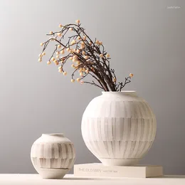 Wazony nowoczesne proste ceramiczne wazon gruboziarniste ceramika Kwiat Kwiatowy Retro nostalgia ręcznie robiona el wbi-sabi wiatr zen ornament