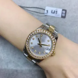 ST9 Часы со стальным буксировочным серым циферблатом и бриллиантовым безелем 31 мм Автоматические механические женские наручные часы Юбилейный ремешок с сапфировым механизмом Женские часы
