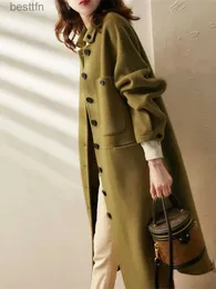 Женские полушерстяные корейские модные куртки для женщин Зимнее пальто для женщин Верхняя одежда Утолщенное шерстяное пальто Свободный теплый плащ Осенняя женская одеждаL231014
