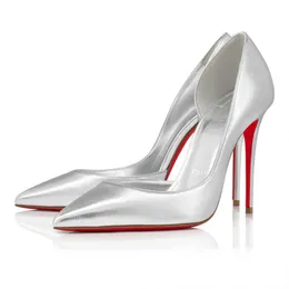 Роскошные модные женские сандалии с красной подошвой, туфли-лодочки Iriza 100 мм, Италия, красивые женщины, серебряная кожа наппа, дизайн, летнее вечернее платье, подарочные сандалии на высоком каблуке, коробка, ЕС 35-43