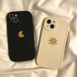 Casos de telefone celular simples sun moon caso de telefone para iphone 14 plus 7 8 x xs xr 11 12 13 pro max casos de silicone capa l230823