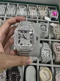 Lüks Moissanite Diamond Watch Buzlu Out Watch Designer Mens Erkekler İçin İzle Yüksek kaliteli montre otomatik hareket saatleri orologio. Montre de Luxe i7