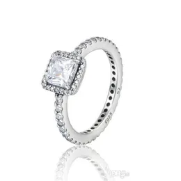 Pierścienie zespołowe ponadczasowe eleganckie pierścienie Sier Rings Cubic cyrronia S925 Sterling Fits for Style Bransoletka i Charms Jewellery270p Biżuteria Rin DH89W