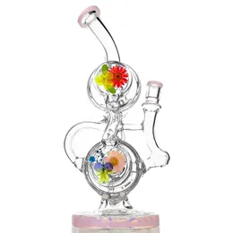 NY DESIGN GIRL GLASS RECYCLER PIPES 14mm Joint Recycler Bubbler Bong For Dry Herb Rigs Dried Flower Recycler Bong Dab Rig Hookah Reting Glass Water Pipe Girly Bongs