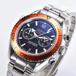 41. 5mm herrar Watch Waterproof Quartz Movement Ny rostfritt stål Kronograffunktion Watch Blue Dial