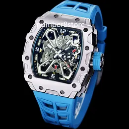 Синий RM35-03 Мужские часы с автоматическим заводом Роскошные спортивные часы Скелетон из нержавеющей стали с циферблатом Швейцарские наручные часы Tonneau С сапфировым стеклом Водонепроницаемая новая модель 2023 года