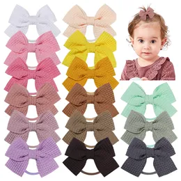 Makaron Color Baby Bows Pałąk dla dziewcząt ręcznie robione elastyczne nylonowe nowonarodzone opaski do włosów turbanu