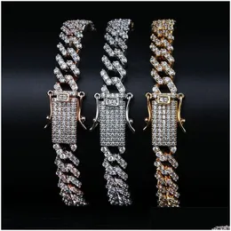 Łańcuch Hip Hop CZ Męska bransoletka Hip-Hop 7 8 cali długości Miami Cuban Bracelets Male Rock Biżuteria Dostawa Dhre2