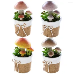 Decorative Flowers 4 Pcs Mushroom Decor Faux Ornament Ornaments Rope Figurines Fake Plants Potted Foam