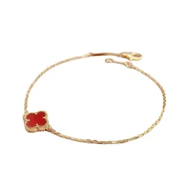 Van-Clef & Arpes Bracelet Designer Women Original Quality V Gold Simple Mini Four-leaf Clover Bracelet Thickened 18K Rose Gold Plated Fashion Trend