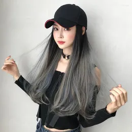 Ball Caps Y2K Wig Punk Baseball Cap Trendy Long Curly Peruki Women One-Canta Hats Gradient Kolor Casual Daily Bonnet